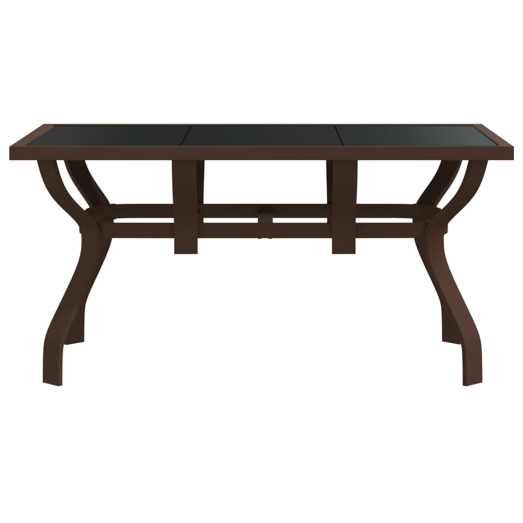 Tuintafel 140X70X70 Cm Staal En Glas Bruin En Zwart