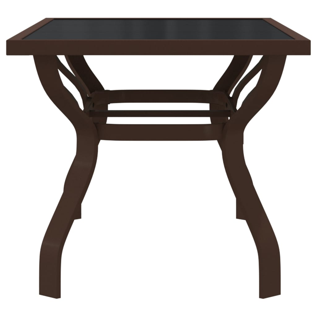 Tuintafel 140X70X70 Cm Staal En Glas Bruin En Zwart