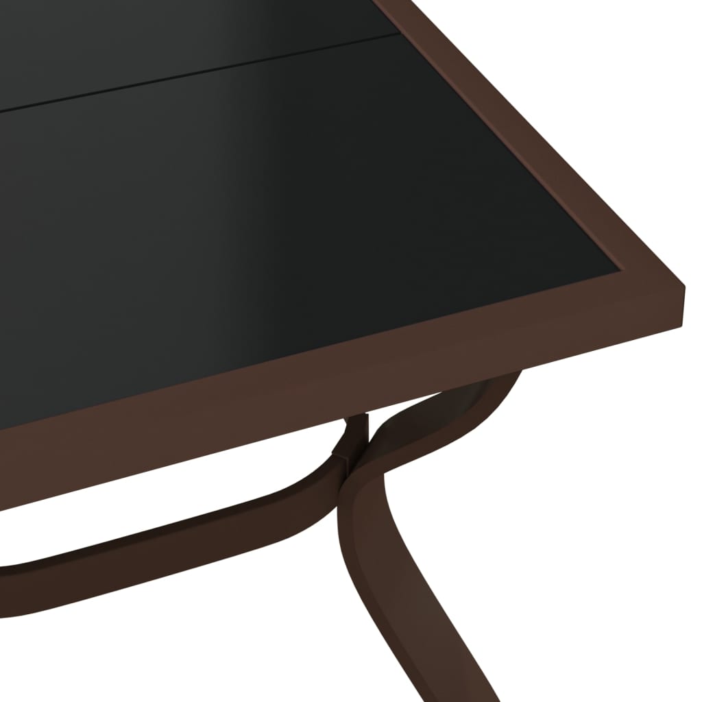 Tuintafel 140X70X70 Cm Staal En Glas Bruin En Zwart