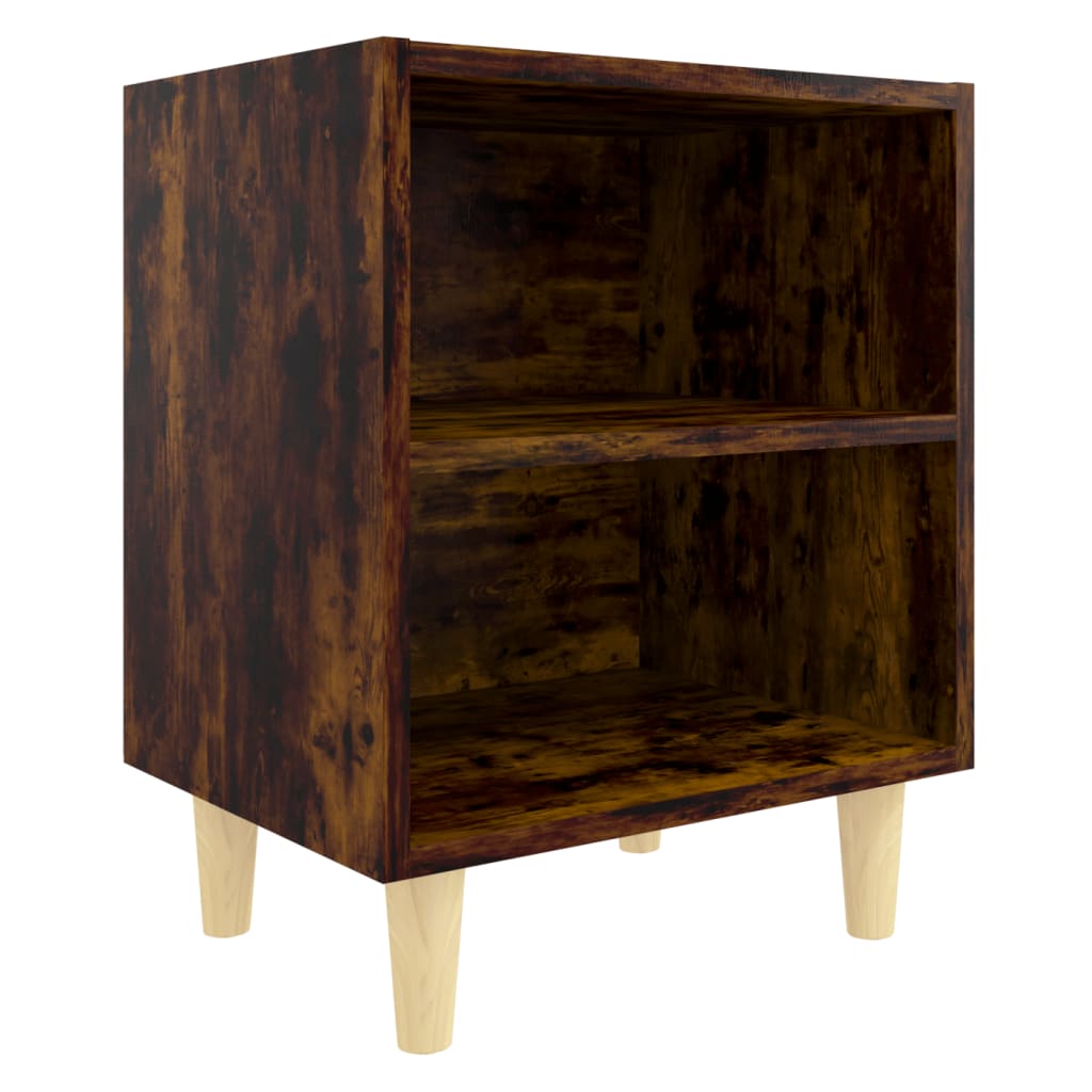 Nachtkastje Met Houten Poten 40X30X50 Cm Gerookt Eikenkleurig