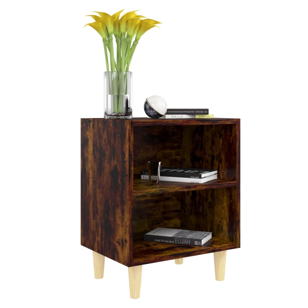 Nachtkastje Met Houten Poten 40X30X50 Cm Gerookt Eikenkleurig