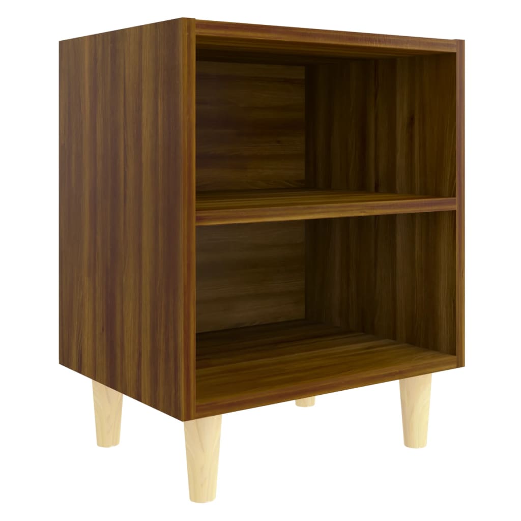 Nachtkastje Met Houten Poten 40X30X50 Cm Bruineikenkleurig