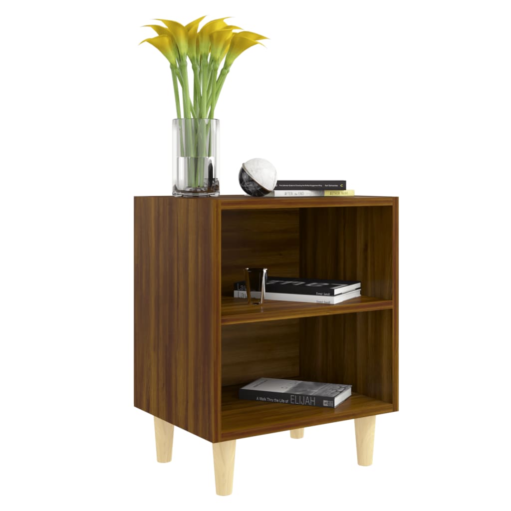 Nachtkastje Met Houten Poten 40X30X50 Cm Bruineikenkleurig