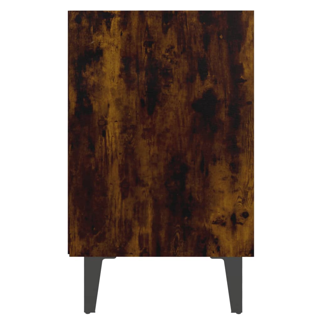 Nachtkastje Met Metalen Poten 40X30X50 Cm Gerookt Eikenkleurig