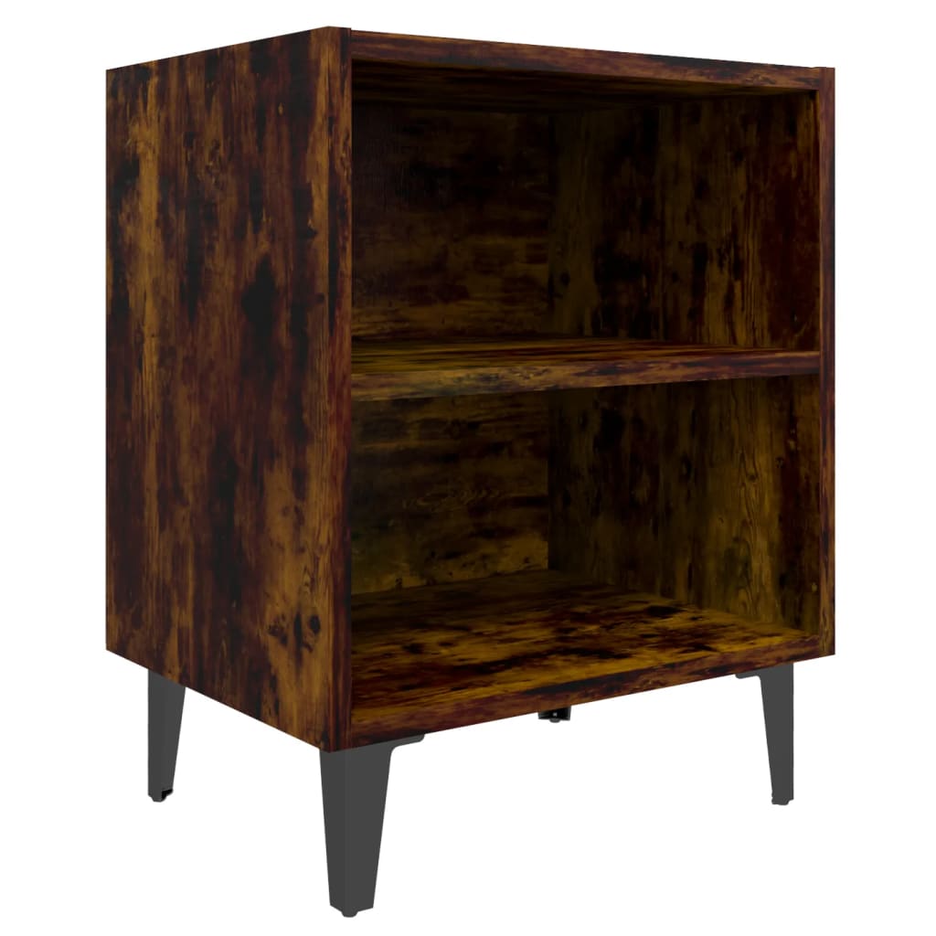 Nachtkastjes 2 St Met Metalen Poten 40X30X50 Cm Gerookt Eiken