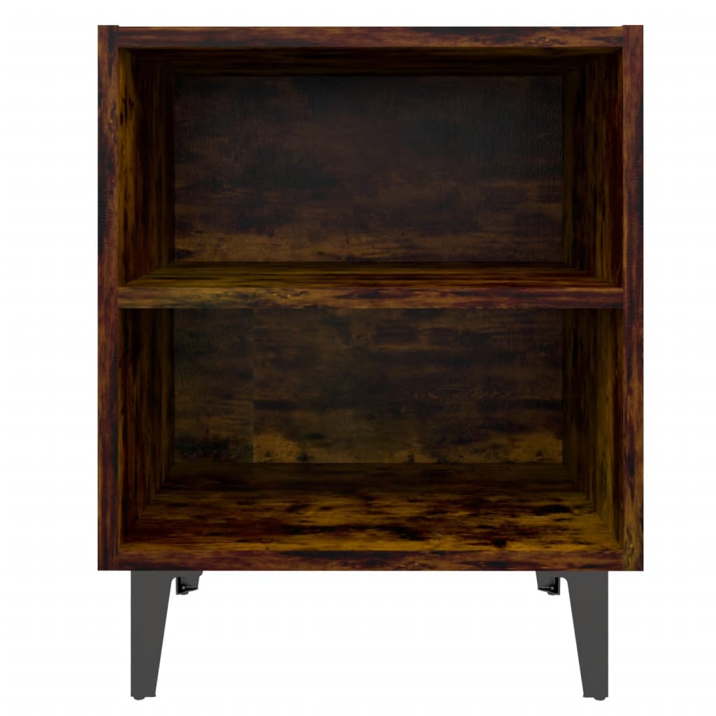 Nachtkastjes 2 St Met Metalen Poten 40X30X50 Cm Gerookt Eiken