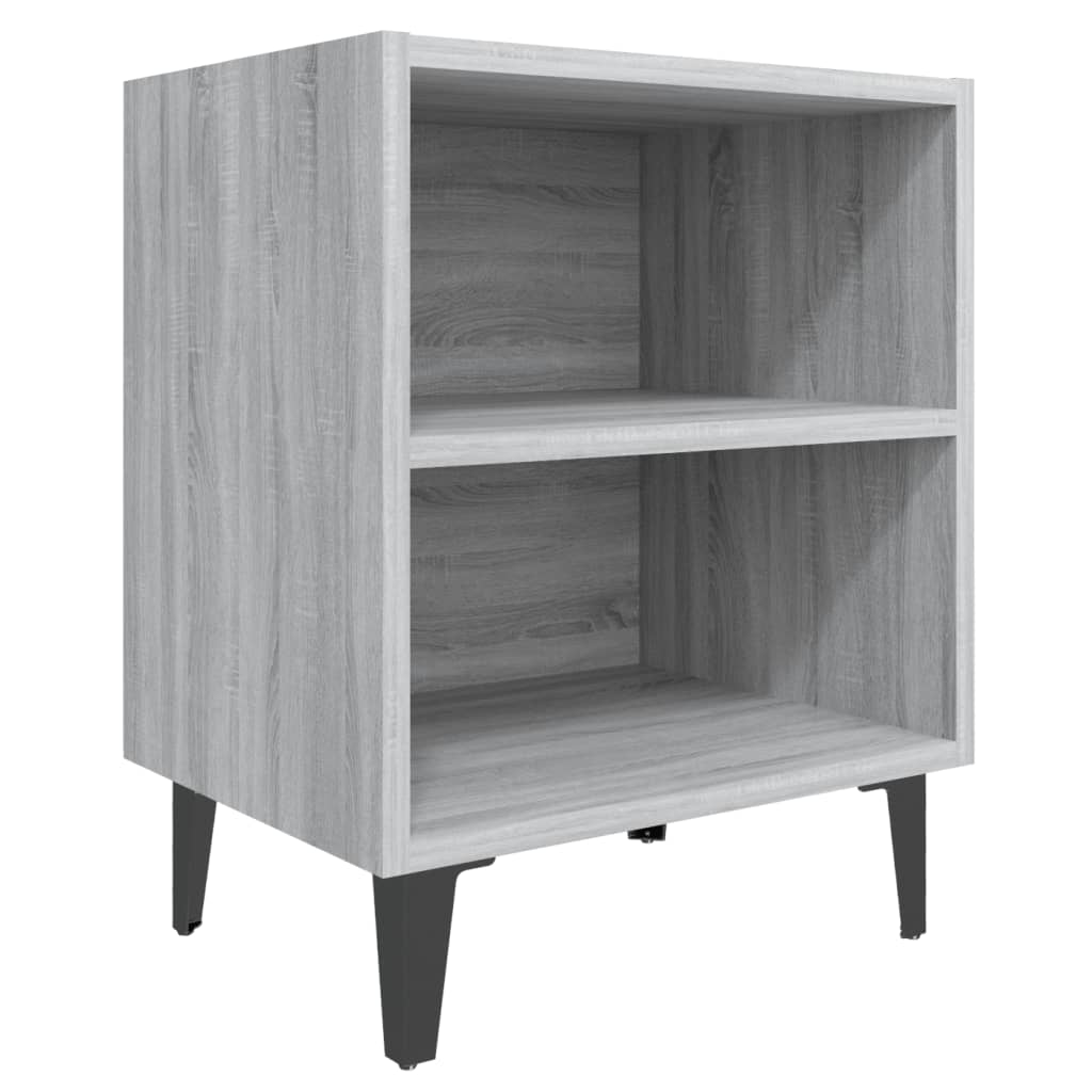 Nachtkastje Met Metalen Poten 40X30X50 Cm Grijs Sonoma Eiken