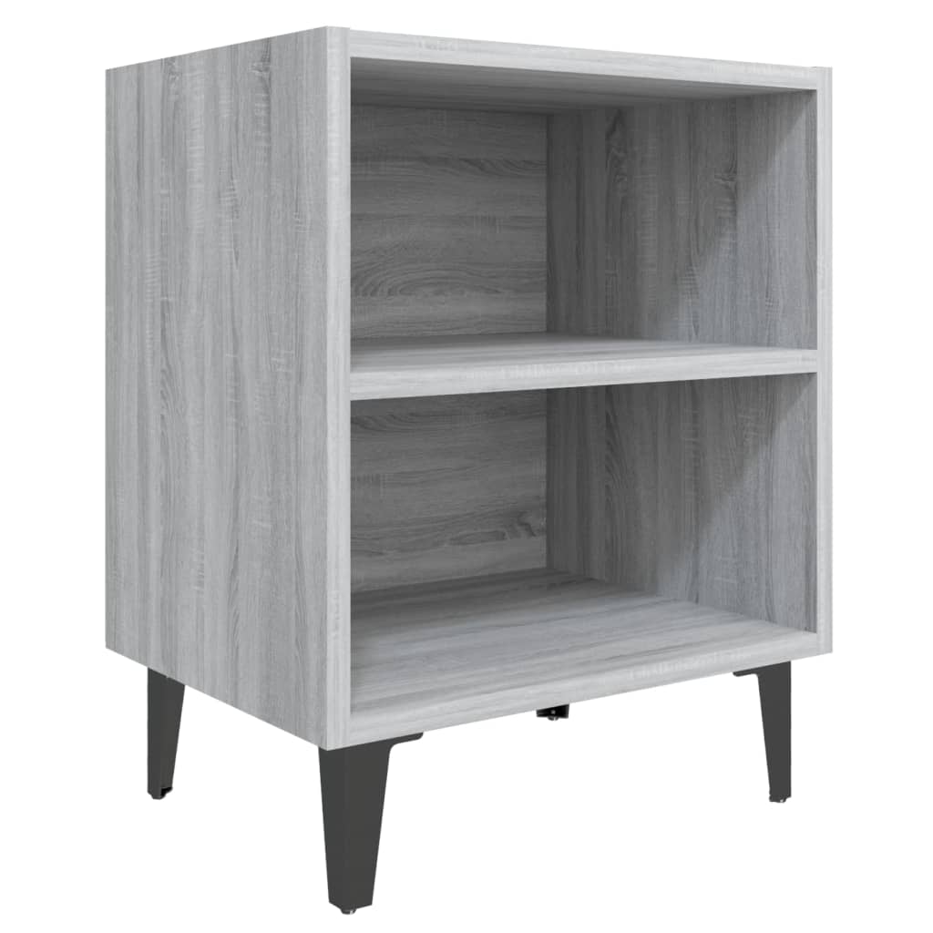 Nachtkastjes 2 St Met Metalen Poten 40X30X50 Cm Grijs Sonoma