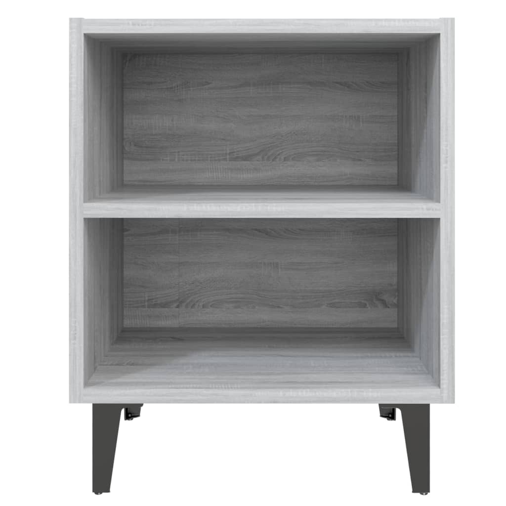 Nachtkastjes 2 St Met Metalen Poten 40X30X50 Cm Grijs Sonoma