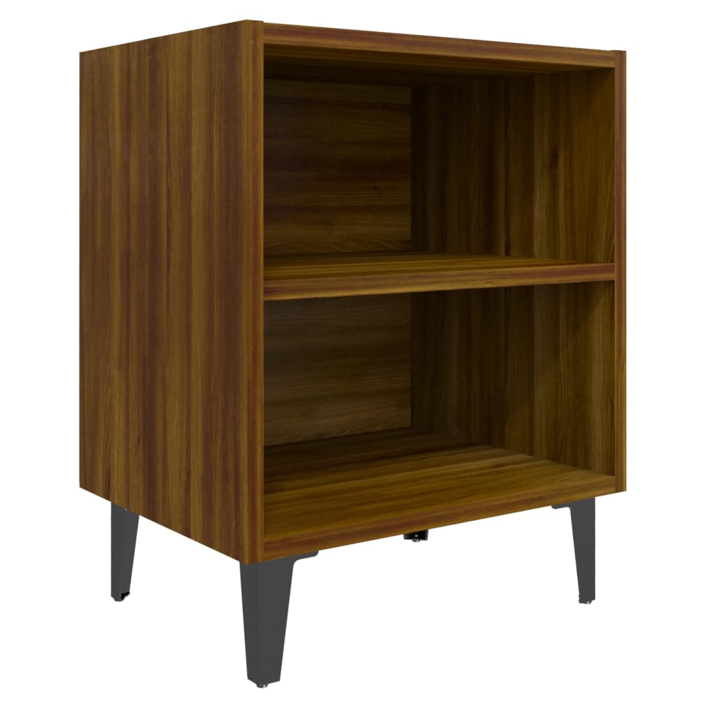 Nachtkastjes 2 St Met Metalen Poten 40X30X50 Cm Bruineikenkleur