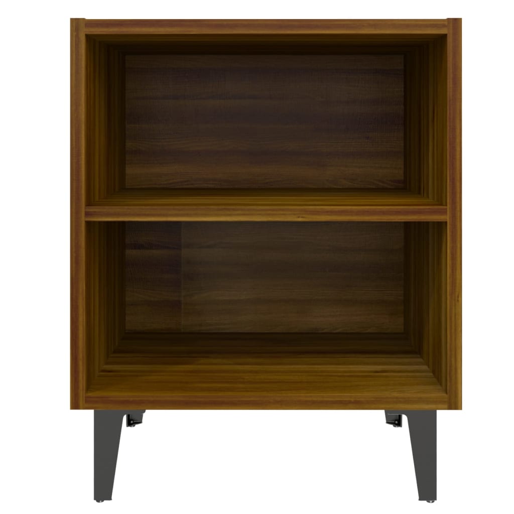 Nachtkastjes 2 St Met Metalen Poten 40X30X50 Cm Bruineikenkleur