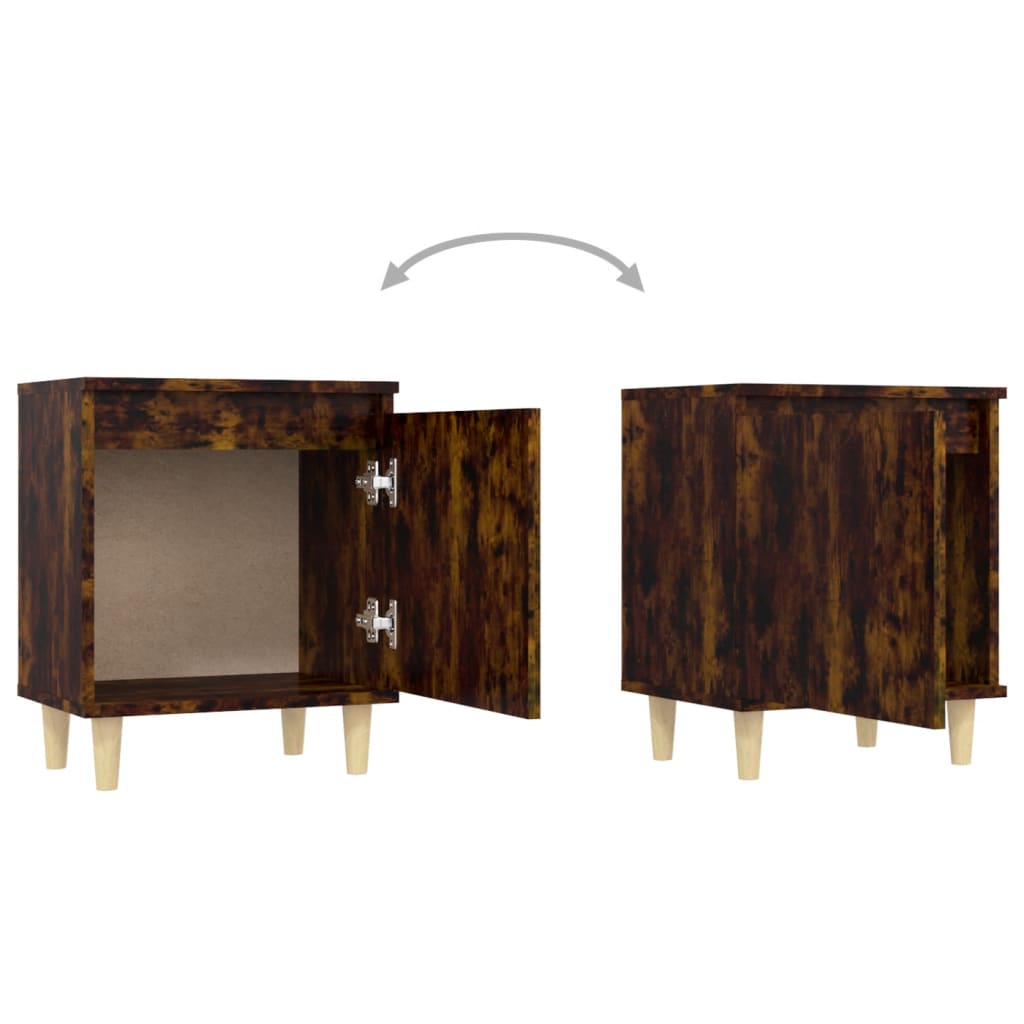 Nachtkastje Met Houten Poten 40X30X50 Cm Gerookt Eikenkleurig