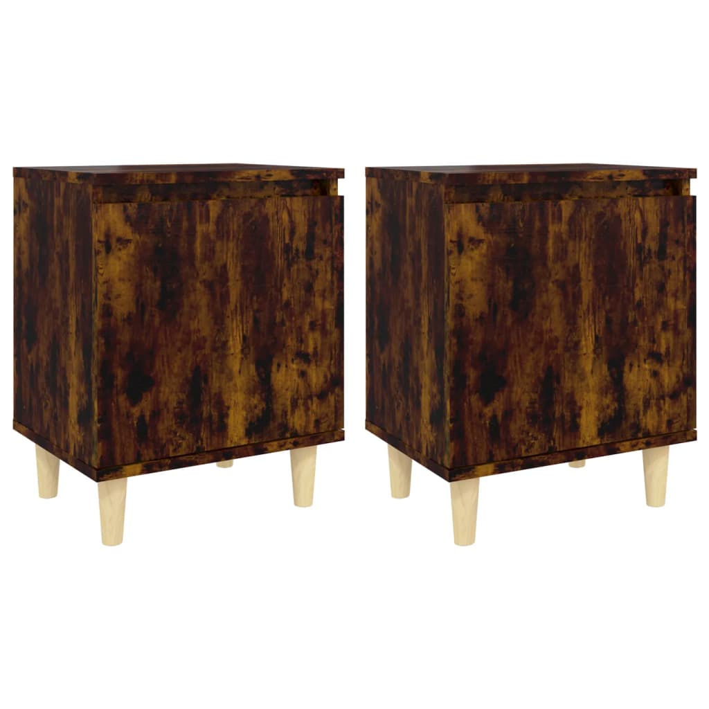 Nachtkastjes 2 St Met Houten Poten 40X30X50 Cm Gerookt Eiken