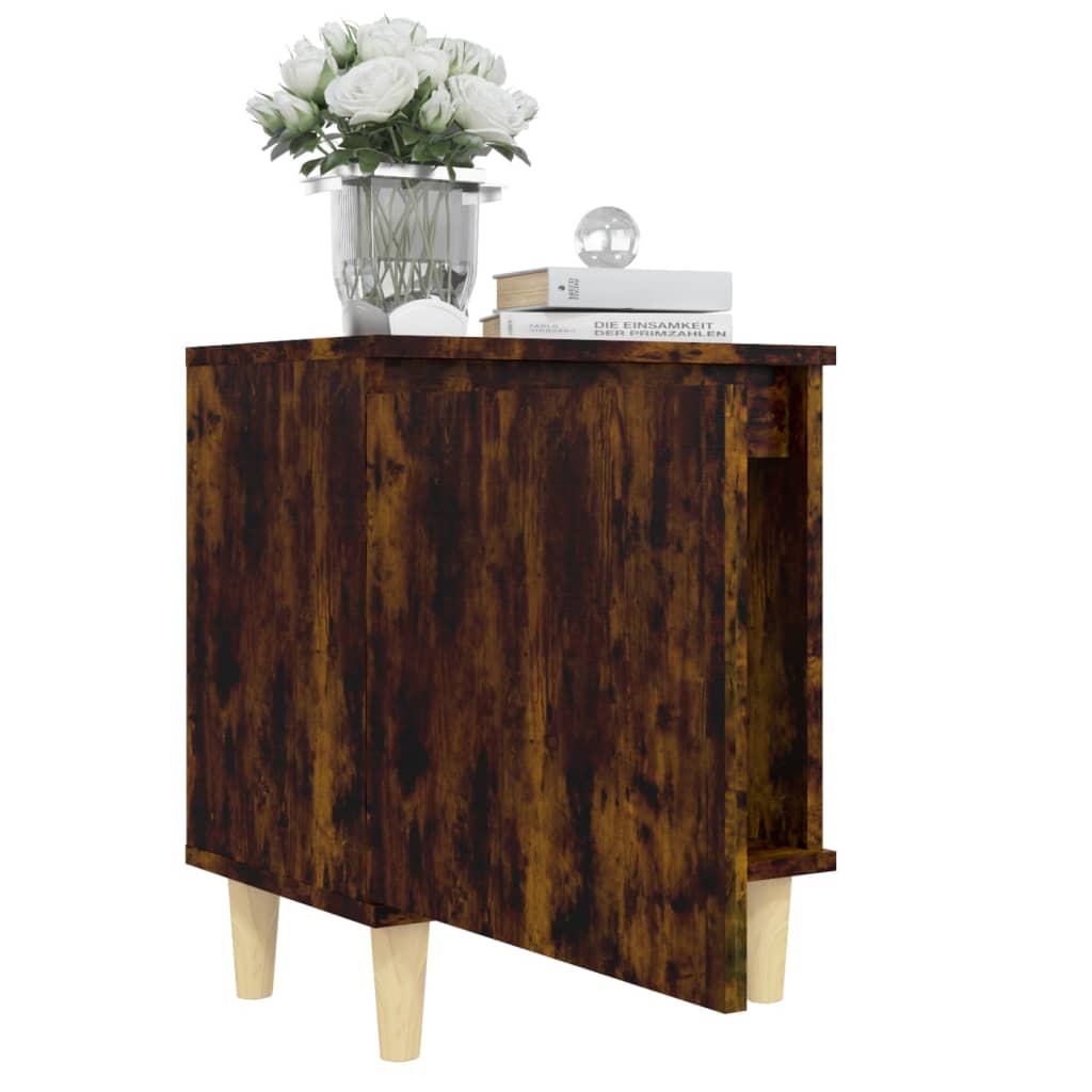 Nachtkastjes 2 St Met Houten Poten 40X30X50 Cm Gerookt Eiken
