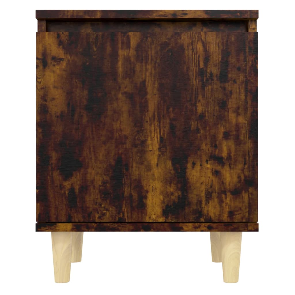 Nachtkastjes 2 St Met Houten Poten 40X30X50 Cm Gerookt Eiken