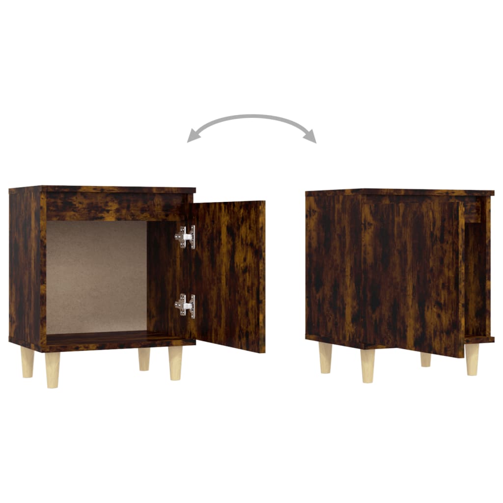 Nachtkastjes 2 St Met Houten Poten 40X30X50 Cm Gerookt Eiken