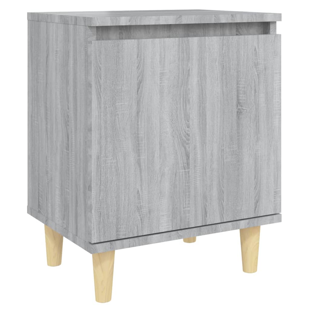 Nachtkastje Met Houten Poten 40X30X50 Cm Grijs Sonoma Eiken