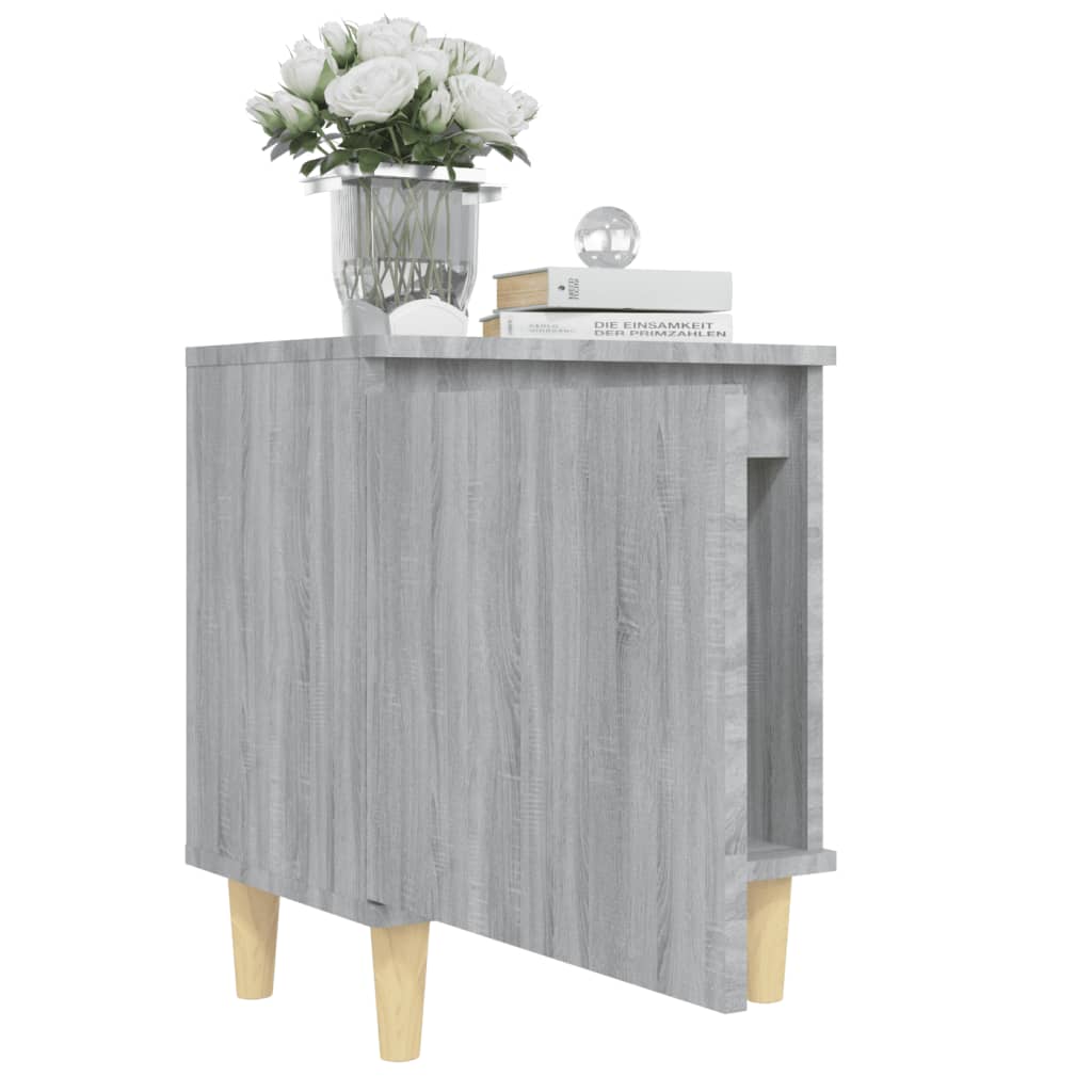 Nachtkastje Met Houten Poten 40X30X50 Cm Grijs Sonoma Eiken
