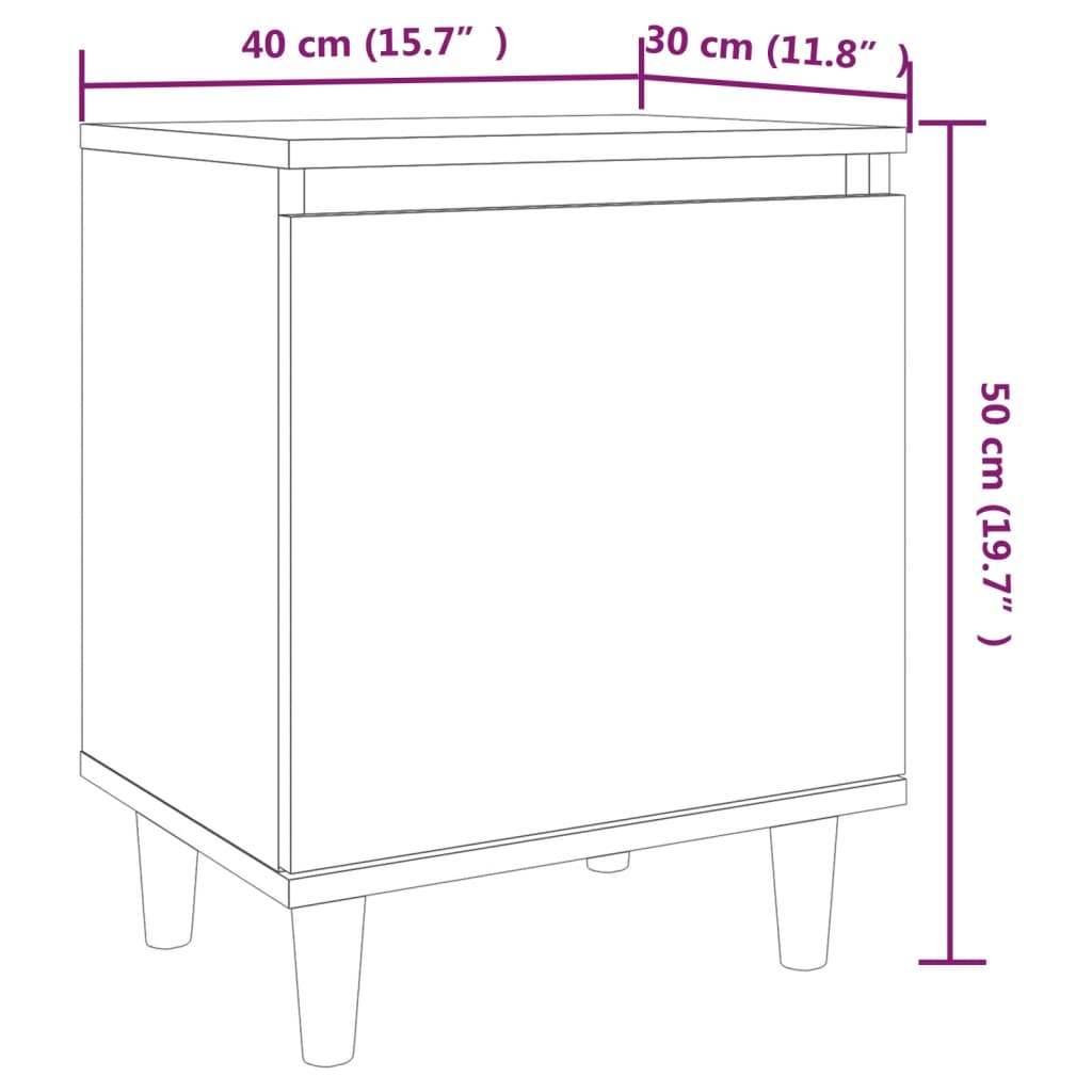 Nachtkastje Met Houten Poten 40X30X50 Cm Grijs Sonoma Eiken