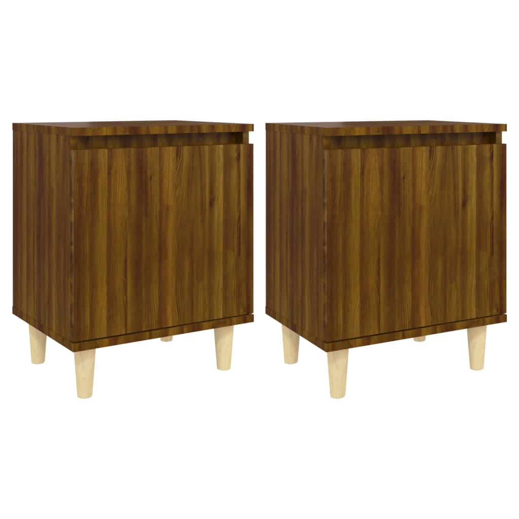 Nachtkastjes 2 St Met Houten Poten 40X30X50 Cm Bruineikenkleur