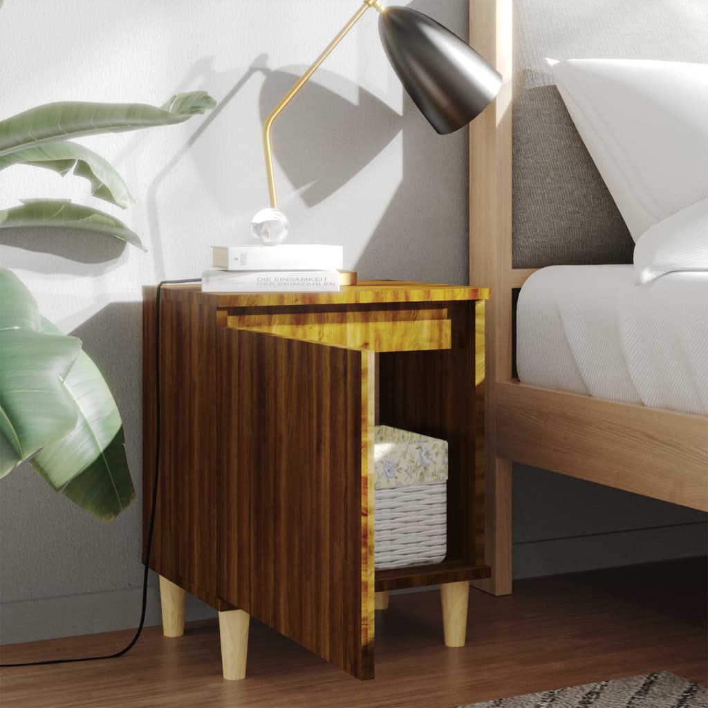 Nachtkastjes 2 St Met Houten Poten 40X30X50 Cm Bruineikenkleur