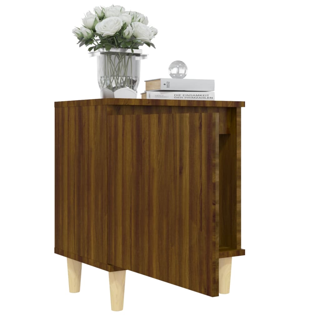 Nachtkastjes 2 St Met Houten Poten 40X30X50 Cm Bruineikenkleur