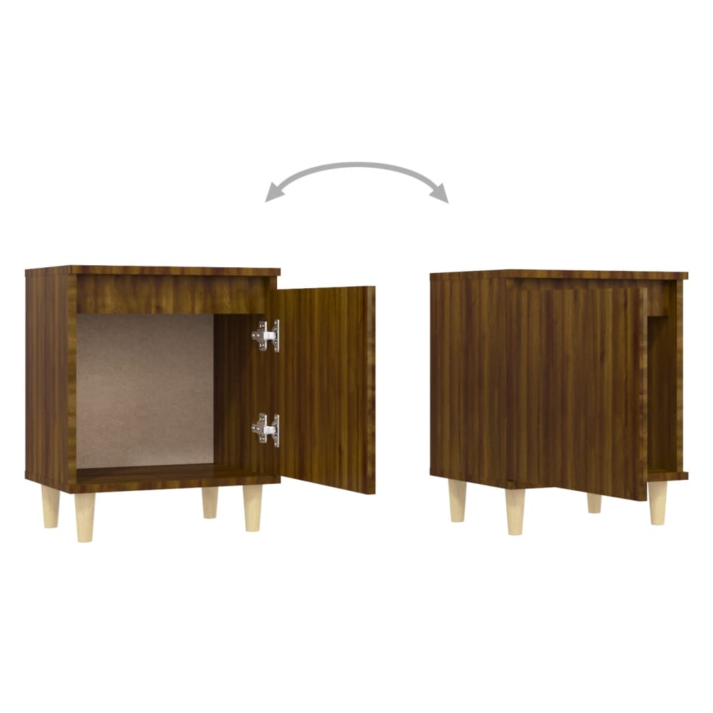 Nachtkastjes 2 St Met Houten Poten 40X30X50 Cm Bruineikenkleur