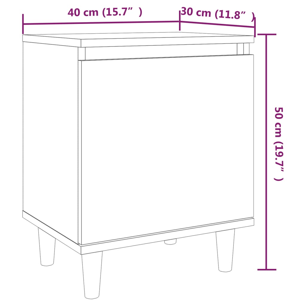 Nachtkastjes 2 St Met Houten Poten 40X30X50 Cm Bruineikenkleur