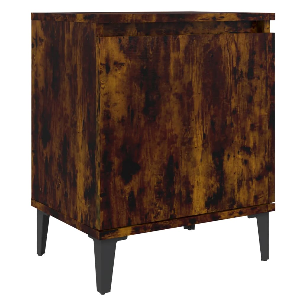 Nachtkastje Met Metalen Poten 40X30X50 Cm Gerookt Eikenkleurig
