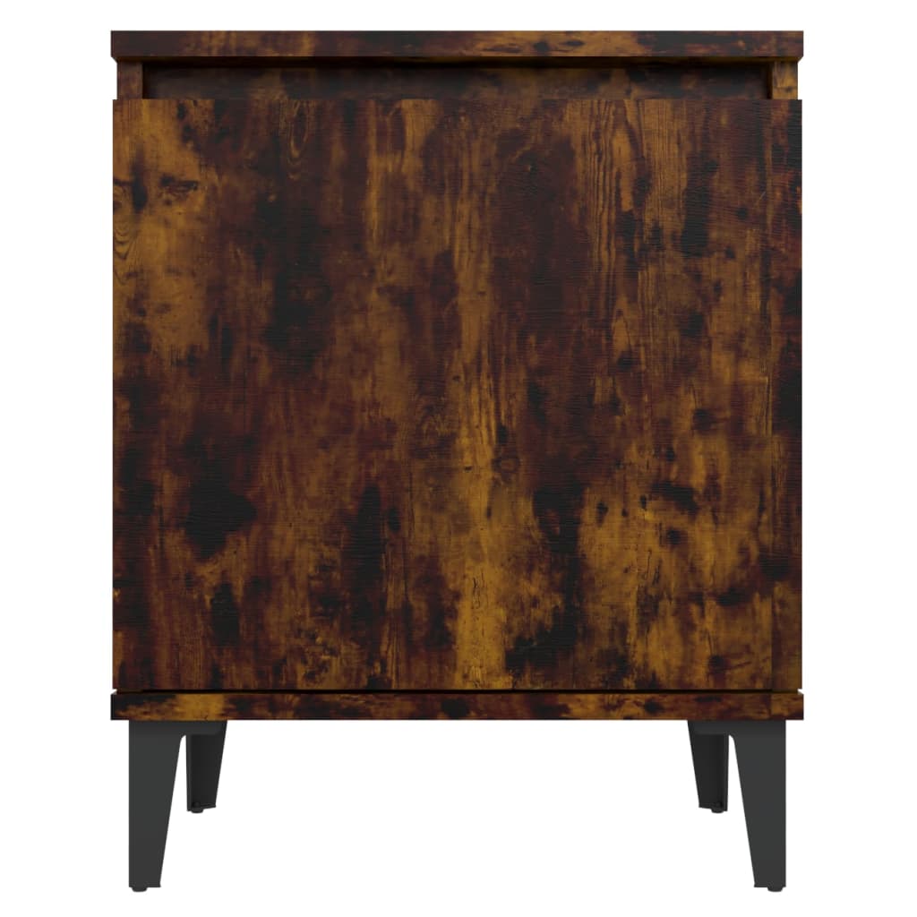 Nachtkastje Met Metalen Poten 40X30X50 Cm Gerookt Eikenkleurig