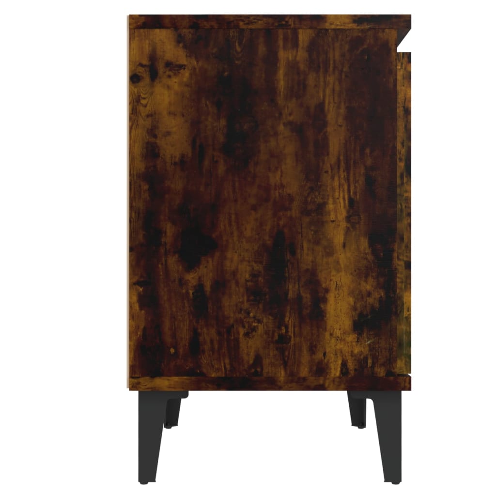 Nachtkastje Met Metalen Poten 40X30X50 Cm Gerookt Eikenkleurig