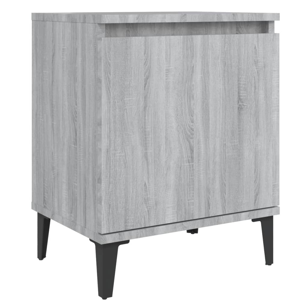 Nachtkastje Met Metalen Poten 40X30X50 Cm Grijs Sonoma Eiken
