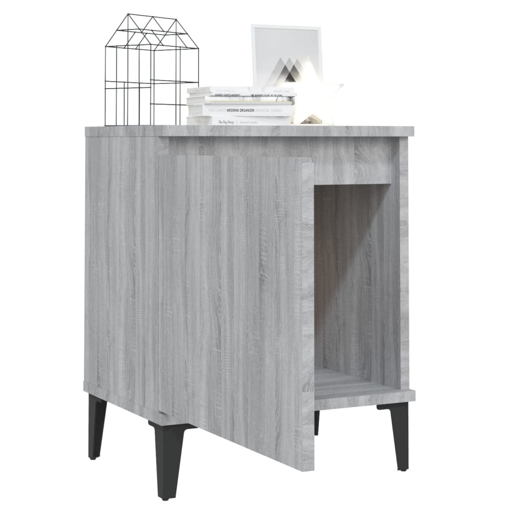 Nachtkastje Met Metalen Poten 40X30X50 Cm Grijs Sonoma Eiken