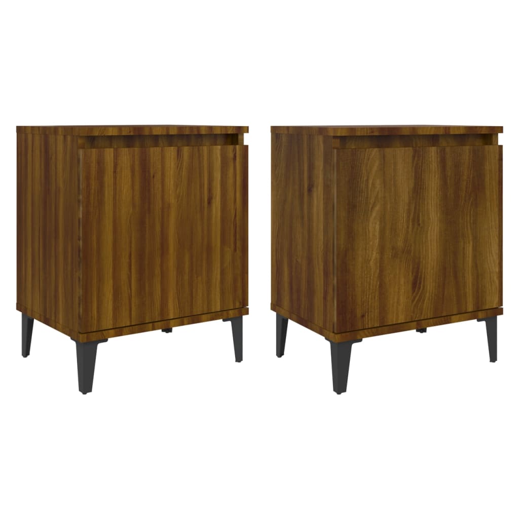 Nachtkastjes 2 St Met Metalen Poten 40X30X50 Cm Bruineikenkleur
