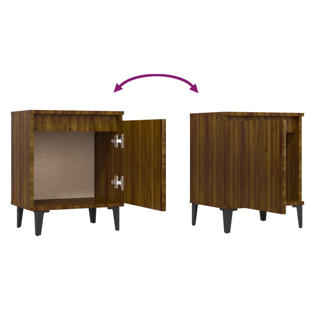 Nachtkastjes 2 St Met Metalen Poten 40X30X50 Cm Bruineikenkleur