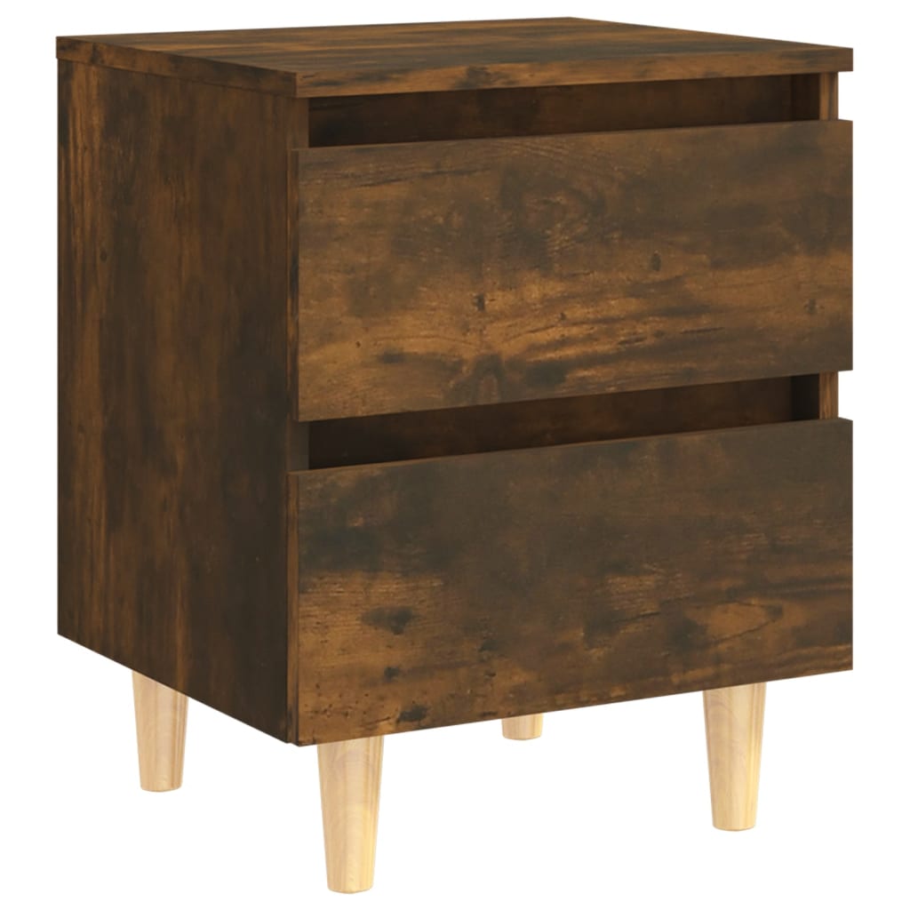 Nachtkastje Met Houten Poten 40X35X50 Cm Gerookt Eikenkleurig