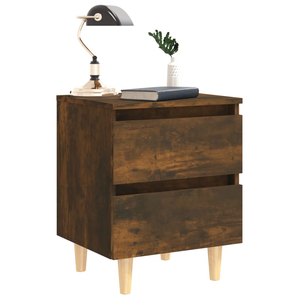 Nachtkastjes 2 St Met Houten Poten 40X35X50 Cm Gerookt Eiken