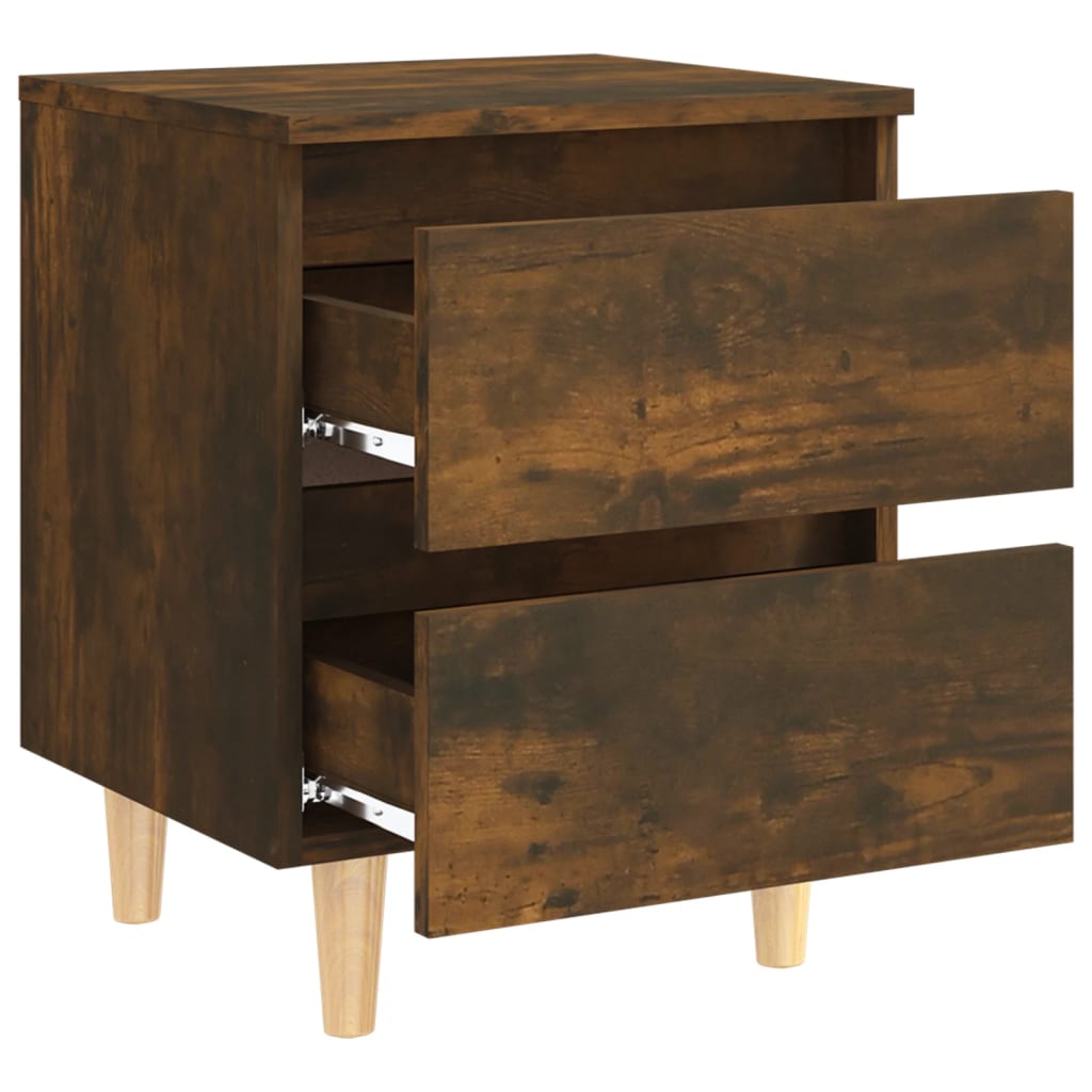 Nachtkastjes 2 St Met Houten Poten 40X35X50 Cm Gerookt Eiken