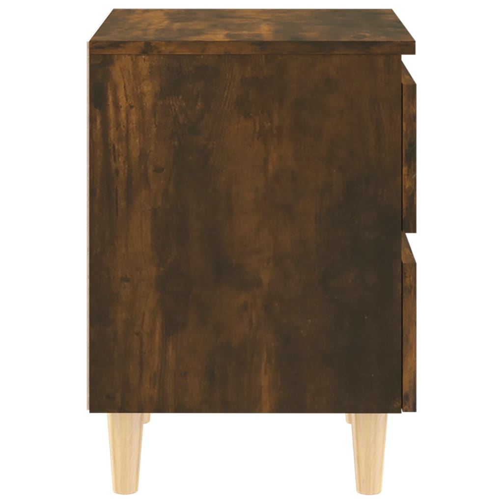 Nachtkastjes 2 St Met Houten Poten 40X35X50 Cm Gerookt Eiken