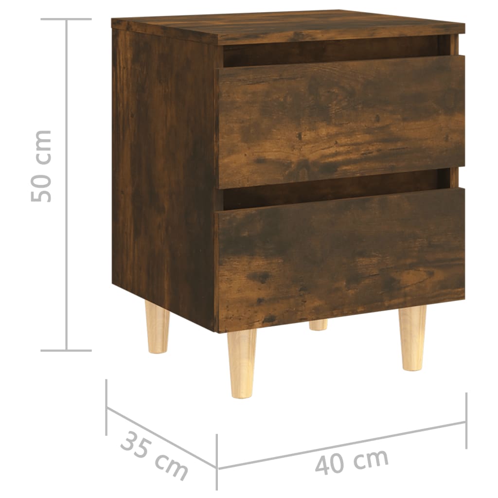 Nachtkastjes 2 St Met Houten Poten 40X35X50 Cm Gerookt Eiken