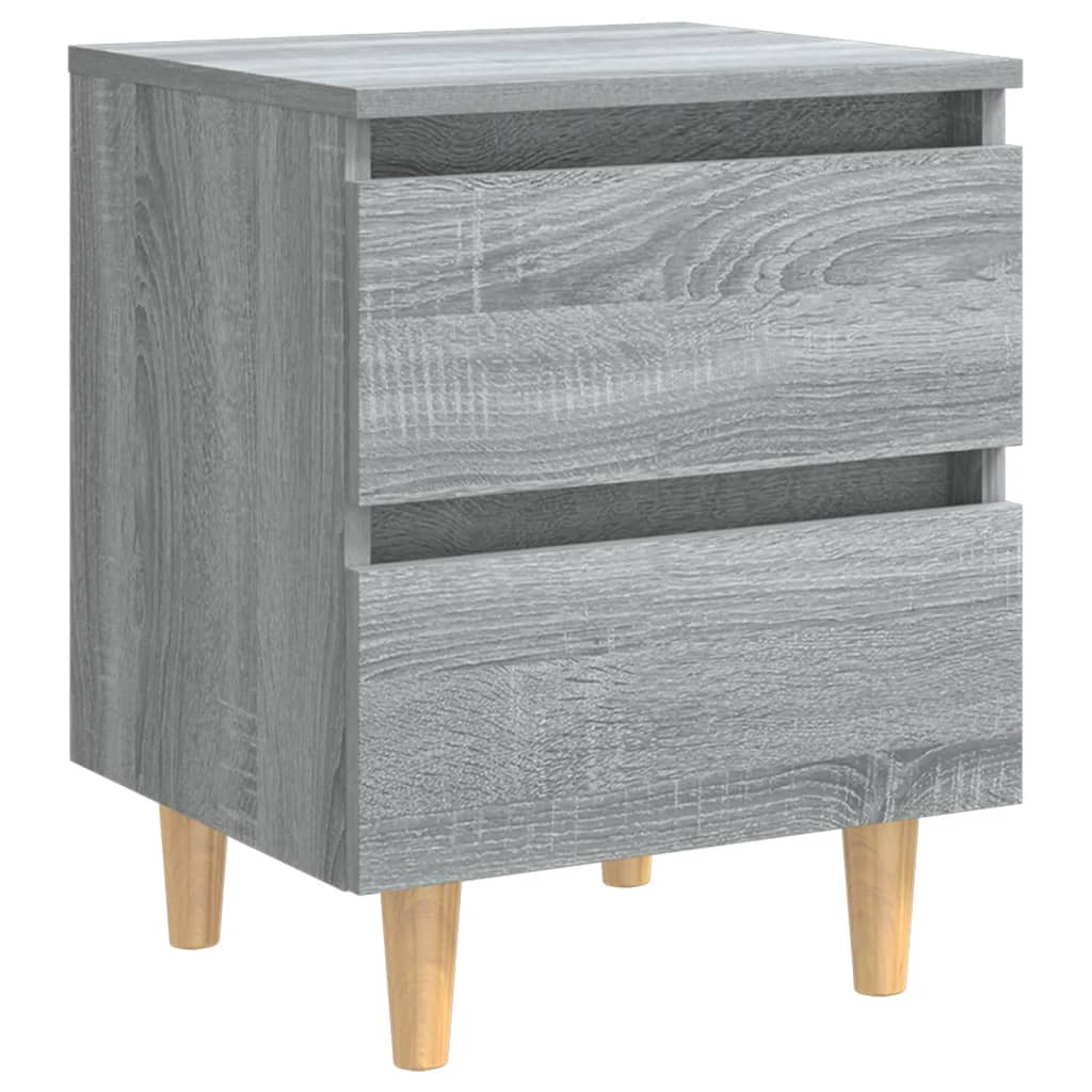 Nachtkastje Met Houten Poten 40X35X50 Cm Grijs Sonoma Eiken