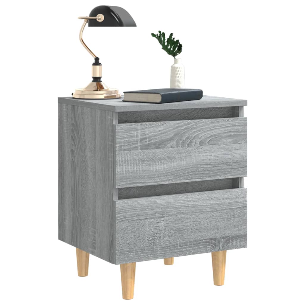 Nachtkastje Met Houten Poten 40X35X50 Cm Grijs Sonoma Eiken