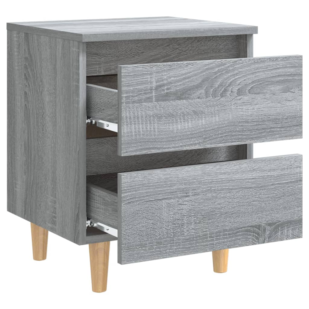 Nachtkastje Met Houten Poten 40X35X50 Cm Grijs Sonoma Eiken