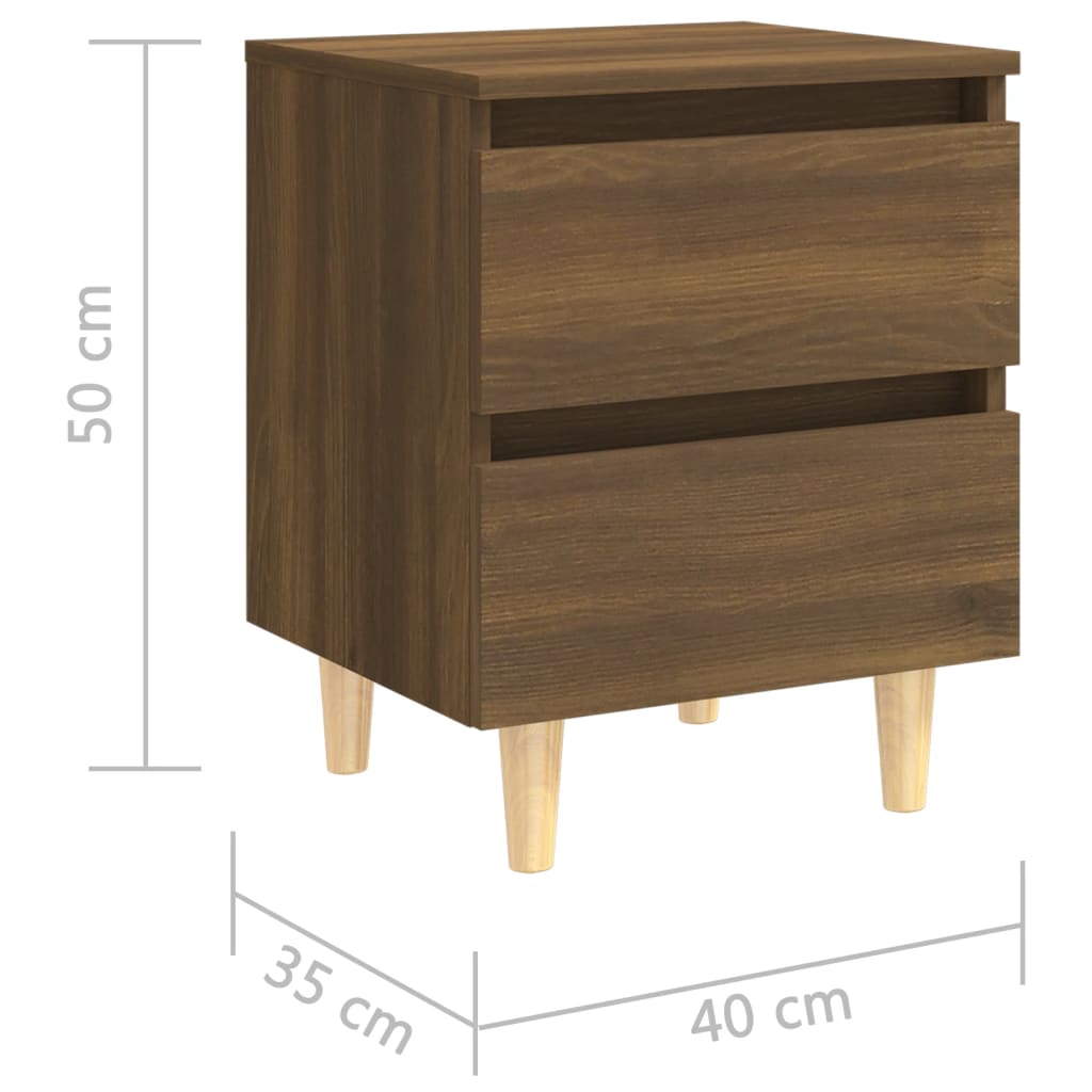 Nachtkastje Met Houten Poten 40X35X50 Cm Bruineikenkleurig
