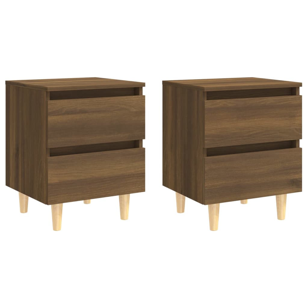 Nachtkastjes 2 St Met Houten Poten 40X35X50 Cm Bruineikenkleur