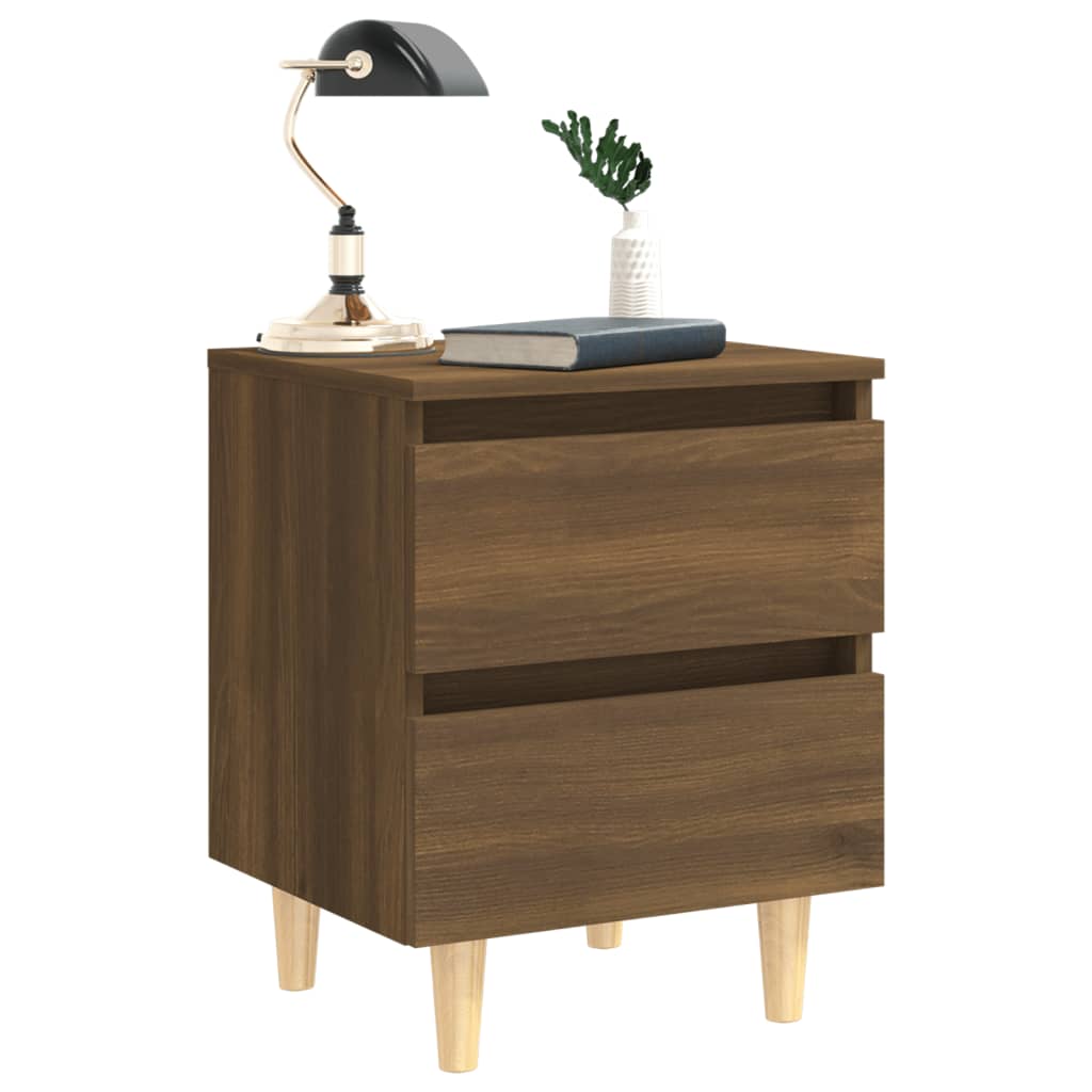 Nachtkastjes 2 St Met Houten Poten 40X35X50 Cm Bruineikenkleur