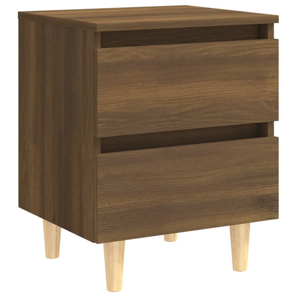 Nachtkastjes 2 St Met Houten Poten 40X35X50 Cm Bruineikenkleur