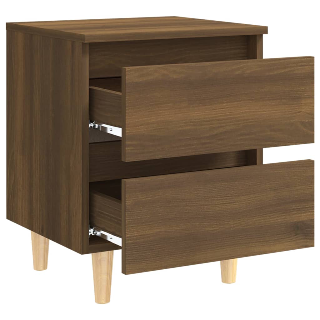 Nachtkastjes 2 St Met Houten Poten 40X35X50 Cm Bruineikenkleur