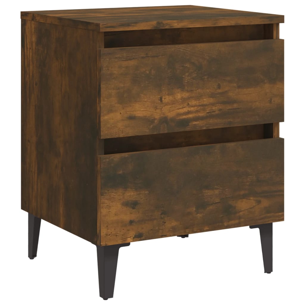 Nachtkastje Met Metalen Poten 40X35X50 Cm Gerookt Eikenkleurig