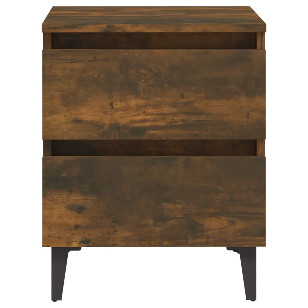 Nachtkastje Met Metalen Poten 40X35X50 Cm Gerookt Eikenkleurig
